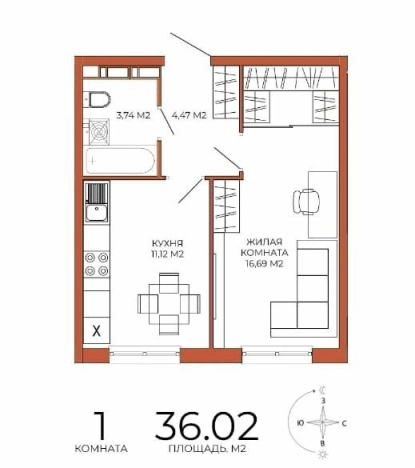 Купить однокомнатную квартиру на улице Побочинская в Пензе. Вариант № 7526702, 0, площадь - квм, цена 3990000 рублей