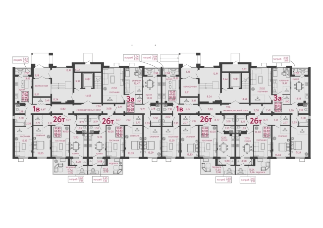 . Вариант № 121310, 2, площадь - 70.47 квм, цена 6553710 рублей