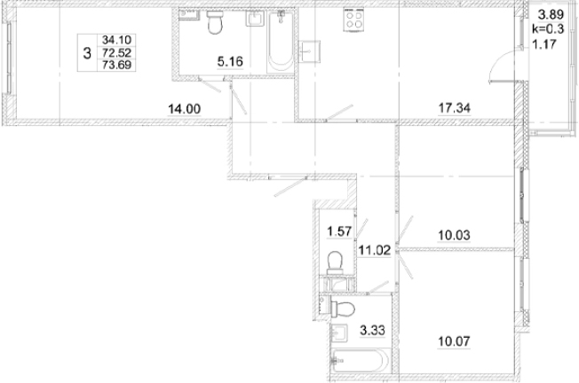 Купить многокомнатную квартиру в ЖК Аэросити в Санкт-Петербурге. Вариант № 8999392, 0, площадь -  квм, цена 13927410 рублей