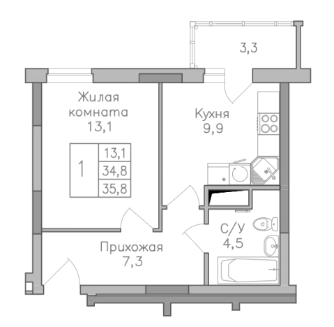 Купить однокомнатную квартиру в ЖК Поколение в Воронеже. Вариант № 152637, 0, площадь -  квм, цена 4000000 рублей