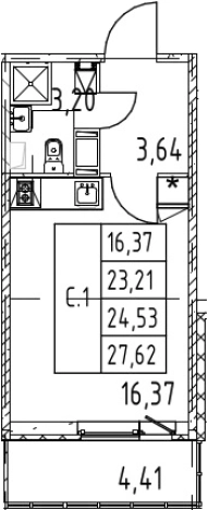 Купить Студию в Мурине. Вариант № 7267466, 0, площадь -  квм, цена 4837888 рублей