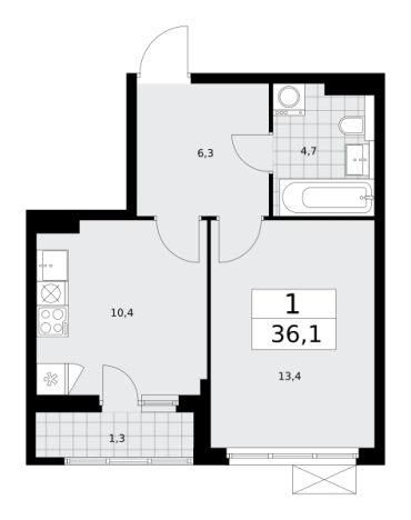 Купить однокомнатную квартиру в новостройках у метро Бунинская аллея в Москве. Вариант № 489807, 0, площадь -  квм, цена 13104661 рублей