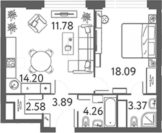 Купить двухкомнатную квартиру на вторичке в ЖК ILOVE в Москве. Вариант № 113263, 0, площадь -  квм, цена 24034175 рублей