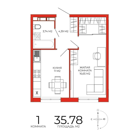 Купить однокомнатную квартиру в новостройках на улице Побочинская в Пензе. Вариант № 106157, 0, площадь - квм, цена 3756900 рублей