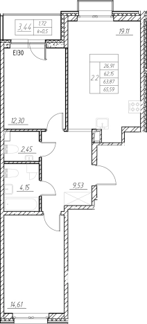 Купить трехкомнатную квартиру в ЖК RESPECT в Санкт-Петербурге. Вариант № 6058170, 0, площадь -  квм, цена 21376637 рублей