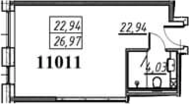 . Вариант № 6229741, 0, площадь - 26.97 квм, цена 8306760 рублей