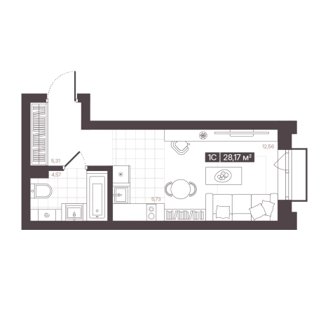 . Вариант № 170681, 0, площадь - 28.17 квм, цена 5135017 рублей
