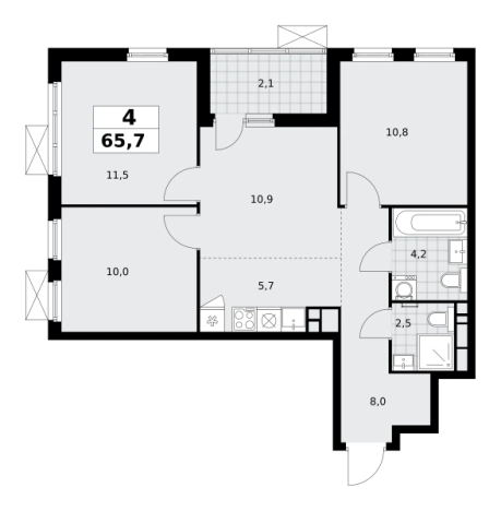 Купить четырехкомнатную квартиру у метро Потапово в Москве. Вариант № 1006920, 0, площадь -  квм, цена 21421485 рублей