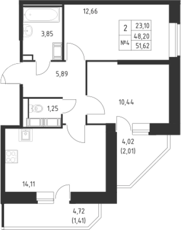 Купить двухкомнатную квартиру в ЖК Живи! В Рыбацком в Санкт-Петербурге. Вариант № 6632639, 0, площадь -  квм, цена 14630538 рублей
