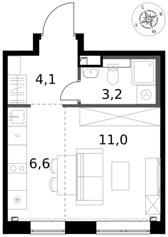 Купить однокомнатную квартиру у метро Физтех в Химках. Вариант № 9711705, 0, площадь -  квм, цена 6469020 рублей
