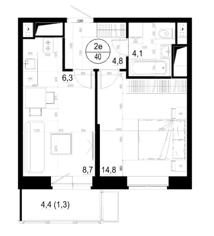Купить двухкомнатную квартиру в Одинцове. Вариант № 127926, 0, площадь -  квм, цена 9112000 рублей