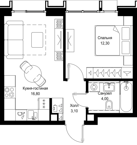 Купить однокомнатную квартиру в новостройках у метро Тушинская в Москве. Вариант № 3091458, 0, площадь -  квм, цена 19338040 рублей