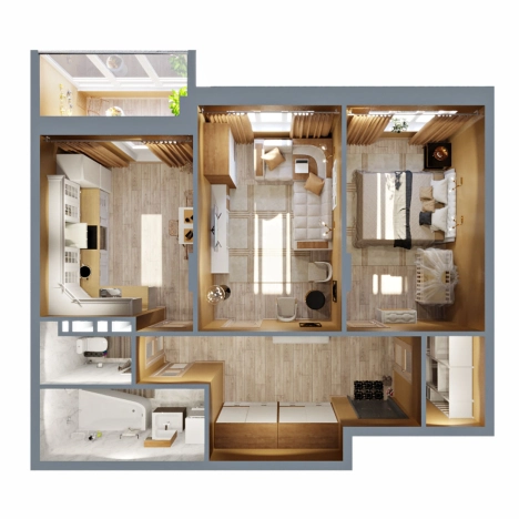 Купить двухкомнатную квартиру в ЖК "Чайковский" в Коврове. Вариант № 9232780, 1, площадь -  квм, цена 6086850 рублей