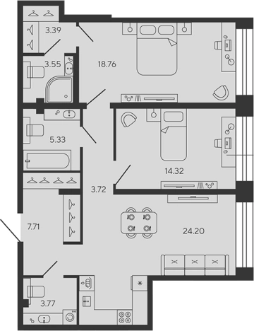 Купить трехкомнатную квартиру в ЖК BASHNI ELEMENT в Санкт-Петербурге. Вариант № 8340534, 0, площадь -  квм, цена 33497438 рублей
