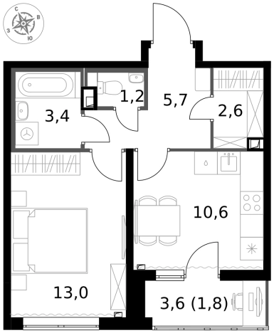 Купить однокомнатную квартиру у метро Физтех в Химках. Вариант № 9712360, 0, площадь -  квм, цена 9506060 рублей