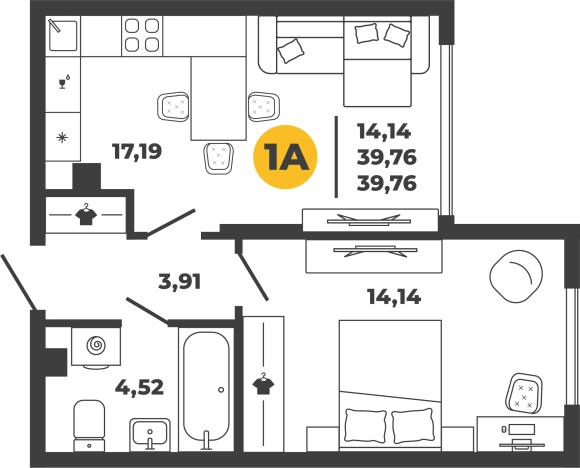 Купить однокомнатную квартиру в новостройках в ЖК Жилой комплекс "Рассвет" в Пензе. Вариант № 98097, 0, площадь -  квм, цена 4234440 рублей
