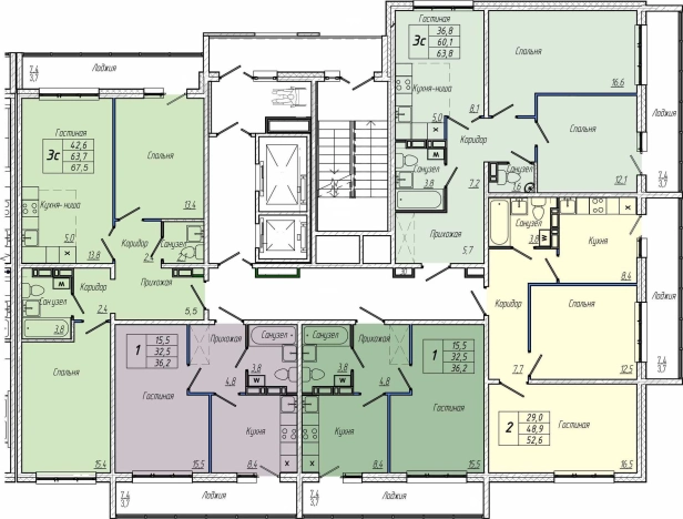 Купить двухкомнатную квартиру на улице Притомский проспект в Кемерове. Вариант № 109823, 1, площадь -  квм, цена 8790000 рублей