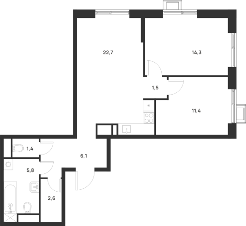 . Вариант № 10416806, 0, площадь - 65.8 квм, цена 16955405 рублей