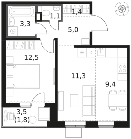 Купить двухкомнатную квартиру в ЖК 1-й Химкинский в Химках. Вариант № 137341, 0, площадь -  квм, цена 13199560 рублей