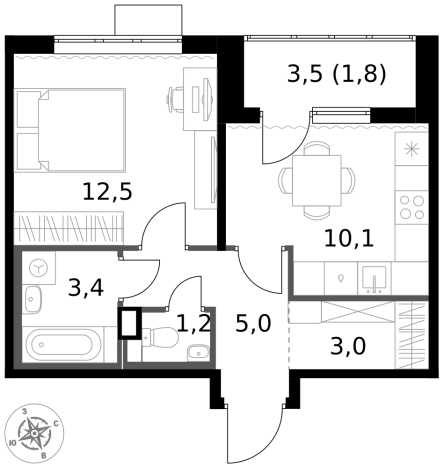 Купить однокомнатную квартиру в Микрорайоне Клязьма-Старбеево, Химки в Химках. Вариант № 9712375, 0, площадь -  квм, цена 9220400 рублей