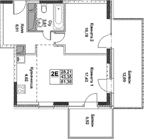 Купить двухкомнатную квартиру в районе Северный в Москве. Вариант № 91788, 0, площадь -  квм, цена 16201600 рублей