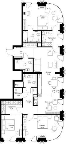 Купить трехкомнатную квартиру в новостройках в районе Можайский в Москве. Вариант № 10349605, 0, площадь -  квм, цена 75333564 рублей