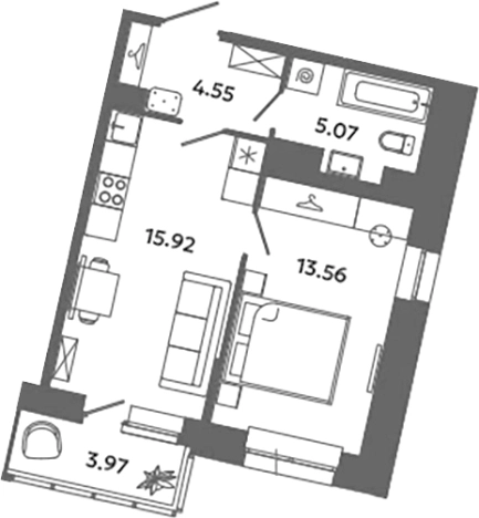 Купить квартиру в ЖК Загляденье в Ленинградской области. Вариант № 6631648, 0, площадь -  квм, цена 5914348 рублей