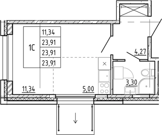 Купить Студию у метро Проспект Ветеранов в Ленинградской области. Вариант № 7268096, 0, площадь -  квм, цена 5190888 рублей
