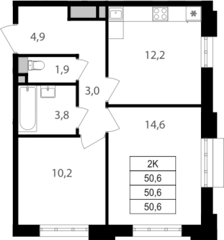 . Вариант № 3591875, 0, площадь - 50.6 квм, цена 18086869 рублей