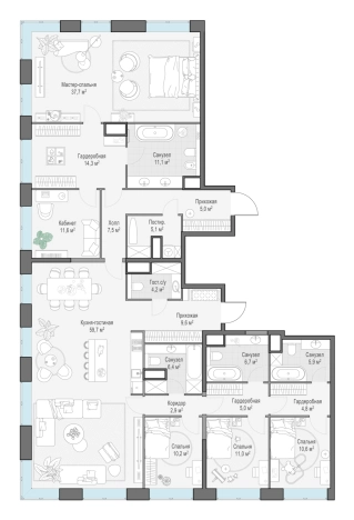 Купить однокомнатную квартиру в новостройках у метро Славянский бульвар в Москве. Вариант № 8855133, 0, площадь -  квм, цена 177040000 рублей