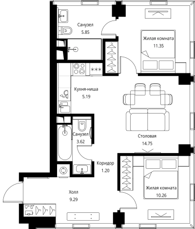 Купить двухкомнатную квартиру у метро Мякинино в Москве. Вариант № 363947, 0, площадь -  квм, цена 26371613 рублей