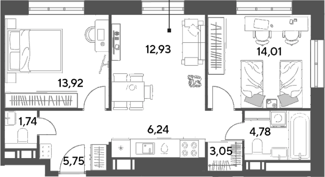 . Вариант № 139634, 0, площадь - 62.42 квм, цена 9360004 рублей