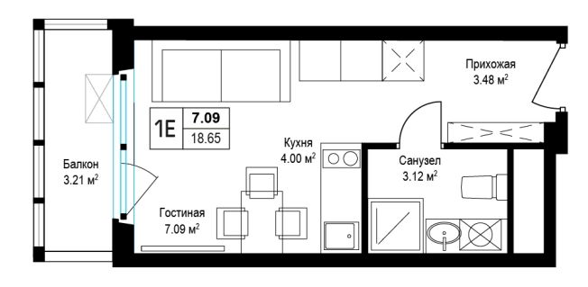 Купить Студию в Микрорайоне Новый, Видное в Видном. Вариант № 821841, 0, площадь -  квм, цена 6963214 рублей