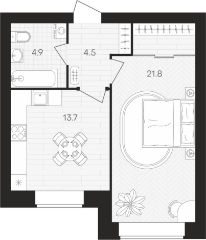Купить однокомнатную квартиру в ЖК Жилой комплекс "Кантри" в Пензенской области. Вариант № 114545, 0, площадь -  квм, цена 4175700 рублей