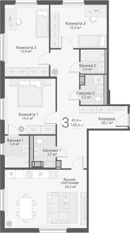 Купить трехкомнатную квартиру в новостройках в ЖК Руднева, 15 в Санкт-Петербурге. Вариант № 7603693, 0, площадь -  квм, цена 23150000 рублей