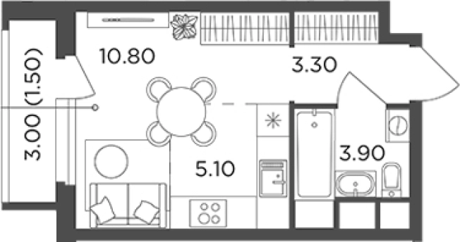 Купить Студию на улице Маковского в Одинцове. Вариант № 134328, 0, площадь -  квм, цена 7475719 рублей