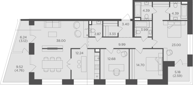 Купить квартиру в ЖК FORIVER в Москве. Вариант № 88271, 0, площадь -  квм, цена 82053400 рублей