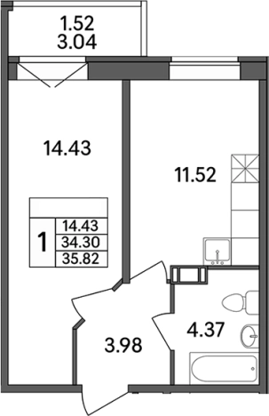Купить однокомнатную квартиру в новостройках на улице Рождественская в Ленинградской области. Вариант № 7601225, 0, площадь -  квм, цена 4764060 рублей