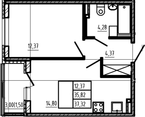Купить однокомнатную квартиру на улице Златоглавая в Сертолове. Вариант № 6961166, 0, площадь -  квм, цена 7911840 рублей