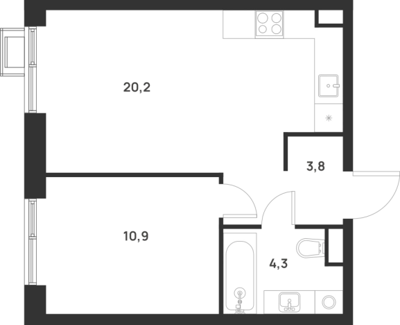 Купить однокомнатную квартиру в новостройках у метро Корниловская в Москве. Вариант № 10414902, 0, площадь -  квм, цена 13104825 рублей