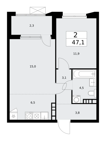 Купить двухкомнатную квартиру в ЖК Бунинские кварталы в Москве. Вариант № 834085, 0, площадь -  квм, цена 18194730 рублей