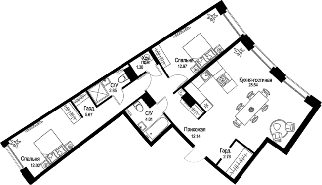 . Вариант № 8342449, 0, площадь - 82.34 квм, цена 38699800 рублей