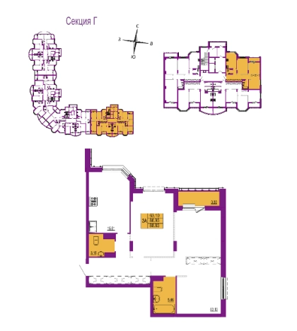 Купить трехкомнатную квартиру в новостройках в районе Октябрьский в Владимире. Вариант № 3466024, 0, площадь -  квм, цена 11103750 рублей