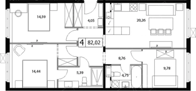 Купить четырехкомнатную квартиру в Московской области. Вариант № 5833584, 0, площадь -  квм, цена 16397065 рублей