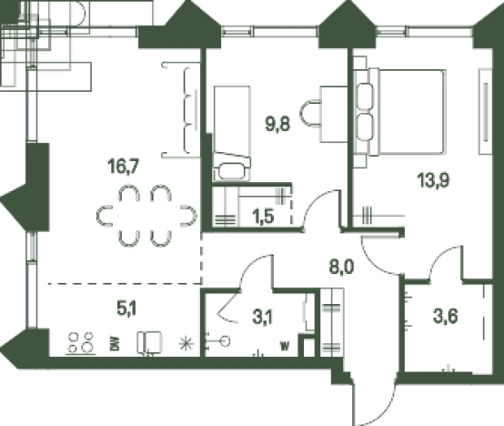 Купить двухкомнатную квартиру в новостройках в районе Щукино в Москве. Вариант № 137577, 0, площадь -  квм, цена 32935460 рублей