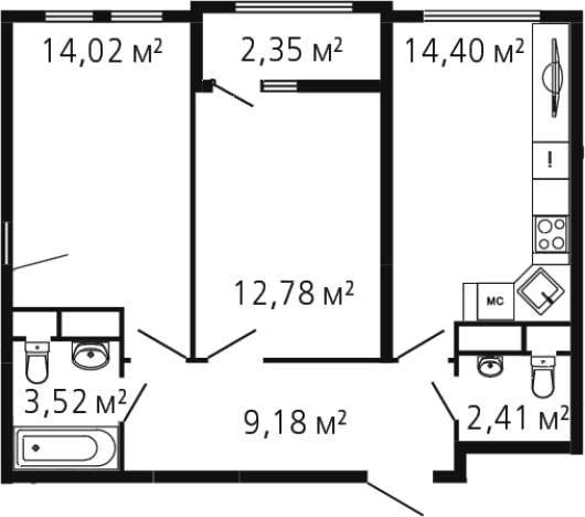 Купить двухкомнатную квартиру в ЖК Миниполис Рафинад в Химках. Вариант № 142922, 0, площадь - квм, цена 12009904 рублей