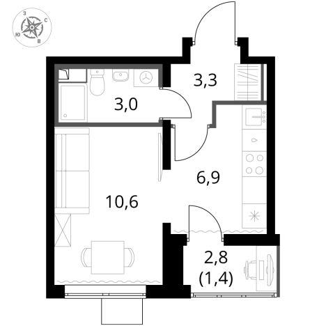 Купить квартиру в ЖК 1-й Южный в Видном. Вариант № 9806098, 0, площадь -  квм, цена 11115000 рублей