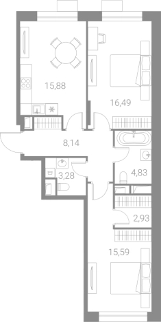 Купить трехкомнатную квартиру у метро Каширская в Москве. Вариант № 77091, 0, площадь -  квм, цена 20882742 рублей