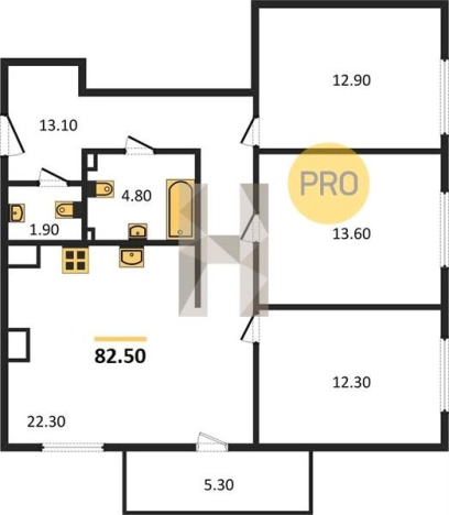 Купить трехкомнатную квартиру на улице Весенняя в Калининграде. Вариант № 76794, 0, площадь -  квм, цена 8167500 рублей