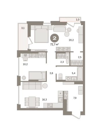 Купить двухкомнатную квартиру в ЖК Первый квартал. Вторая очередь в Московской области. Вариант № 8587030, 0, площадь -  квм, цена 12320000 рублей